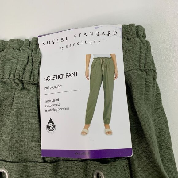 Social Standard Sanctuary Women's Pants Solstice Linen Jogger Pant XXL Green - Picture 4 of 8